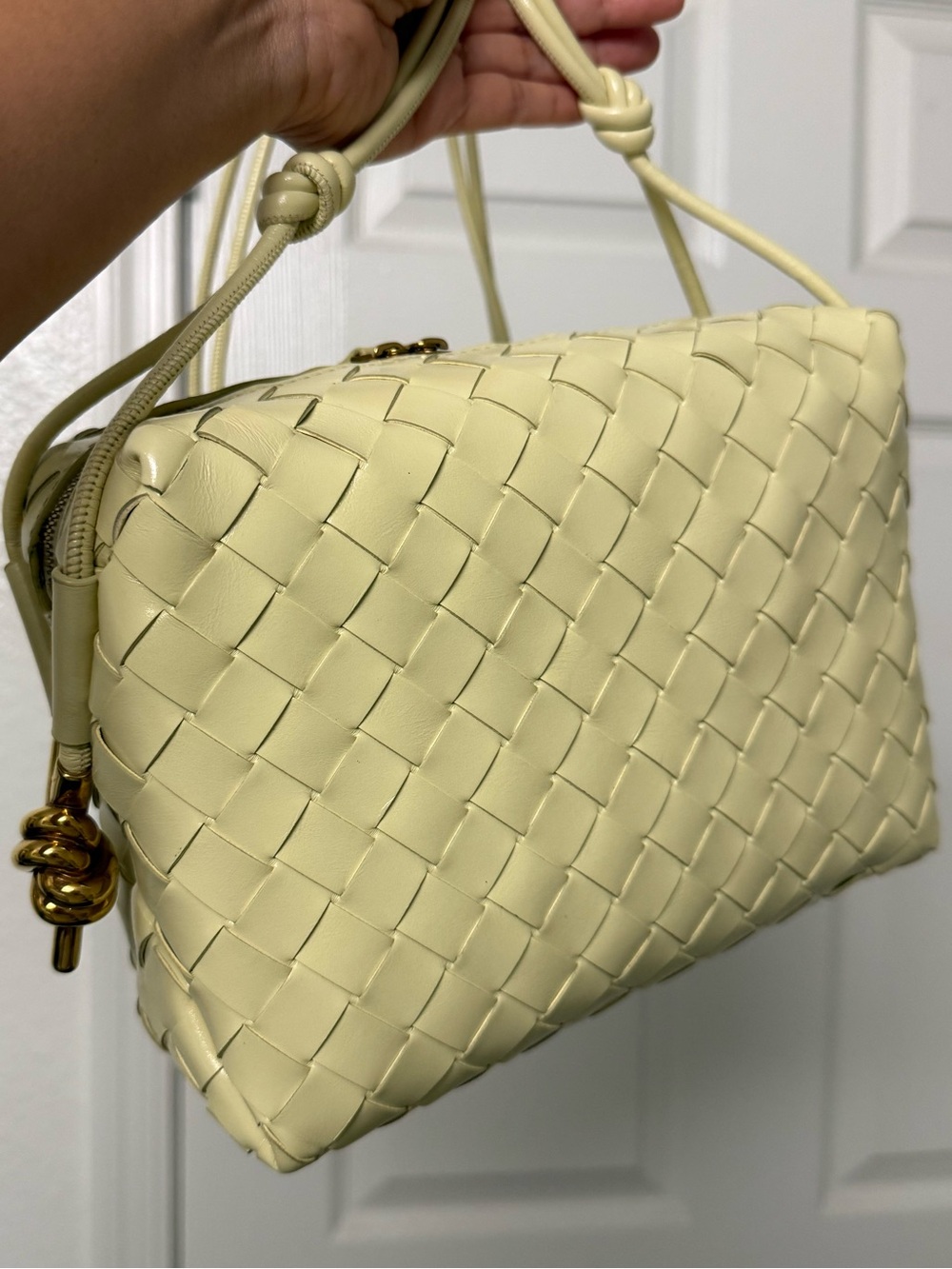 Bottega Veneta Small Loop Camera Bag – Ice Cream Intrecciato Leather – Gold Knot